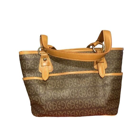 GIANNI BERNINI Logo Handbag Brown 14X4.5X9 - Picture 1 of 13